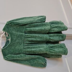 Green velvet Mini Boden girls dress